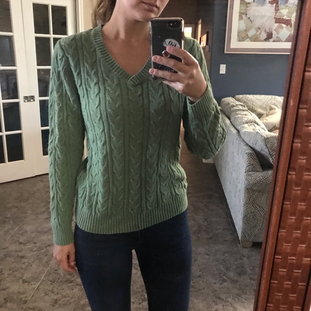 Green Cable Knit Sweater